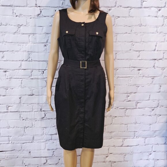LAUREN RALPH LAUREN, Black sleeveless shirt dress with belt - Picture 4 of 12